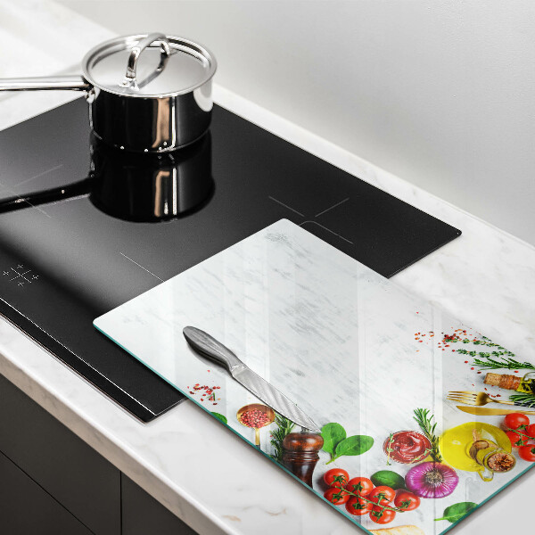 Üveg vágódeszka Zöldségek és fűszerek