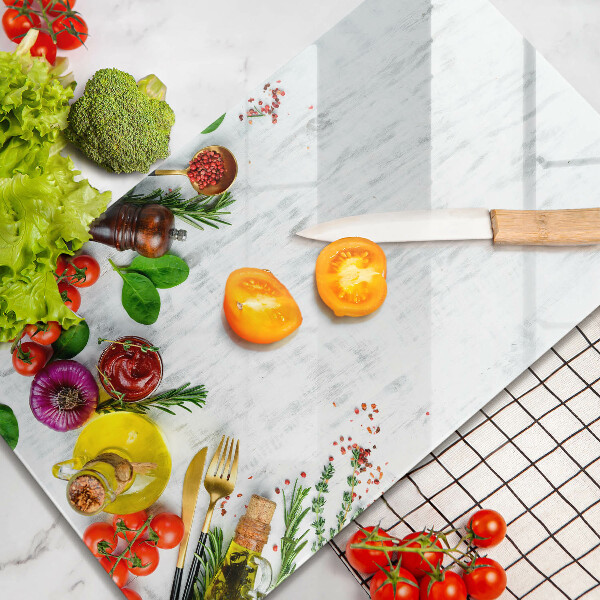 Üveg vágódeszka Zöldségek és fűszerek