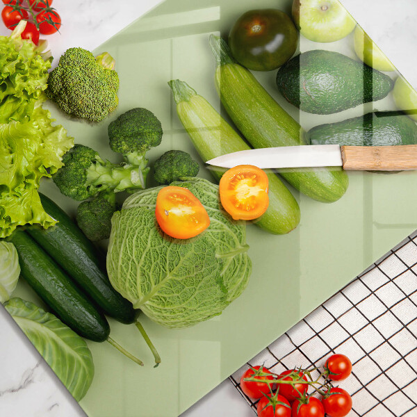 Üveg vágódeszka Zöld gyümölcsök és zöldségek