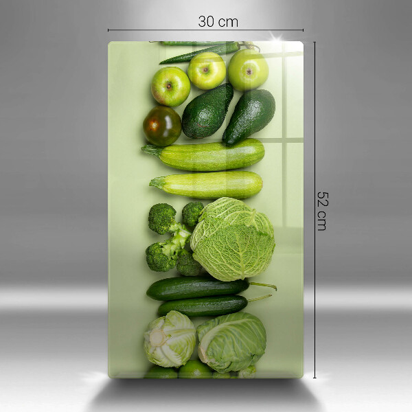 Üveg vágódeszka Zöld gyümölcsök és zöldségek