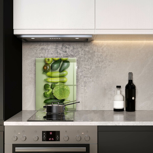 Üveg vágódeszka Zöld gyümölcsök és zöldségek