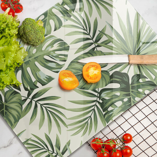 Üveg vágódeszka Monstera levelek illusztráció