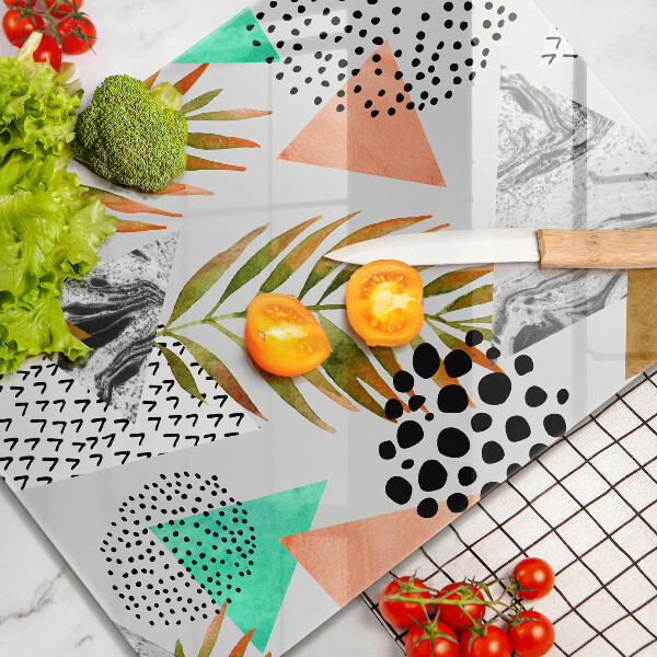 Üveg vágódeszka Boho levelek minta