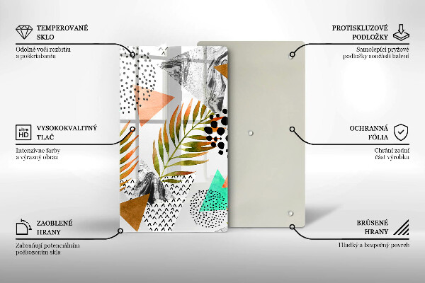 Üveg vágódeszka Boho levelek minta