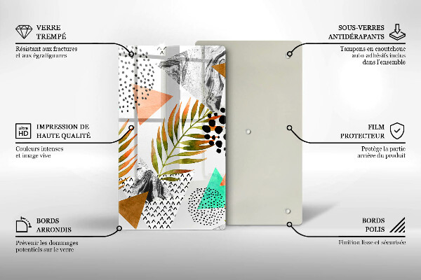 Üveg vágódeszka Boho levelek minta