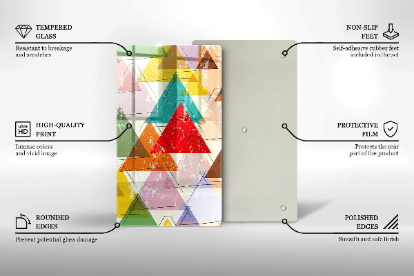 Üveg vágódeszka Festett háromszögek