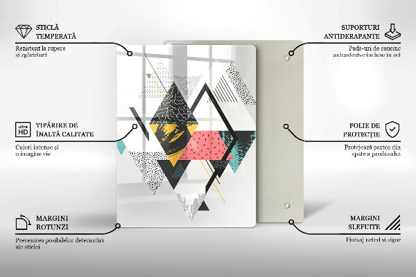 Üveg vágódeszka Festett háromszögek