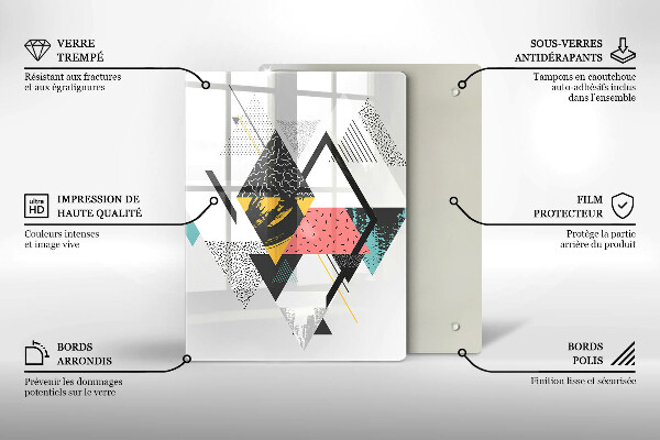 Üveg vágódeszka Festett háromszögek