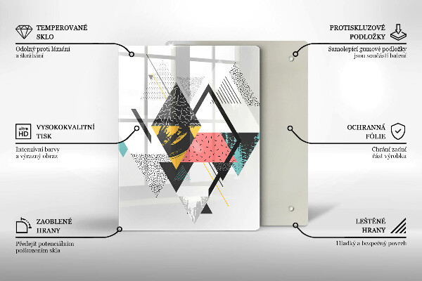 Üveg vágódeszka Festett háromszögek