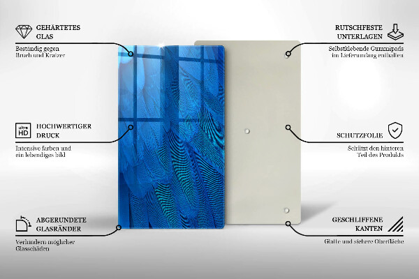 Üveg vágódeszka Madártollak