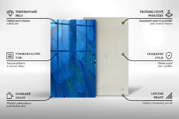 Üveg vágódeszka Madártollak