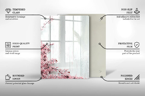 Üveg vágódeszka Madártollak