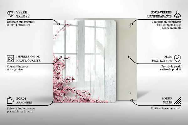 Üveg vágódeszka Madártollak