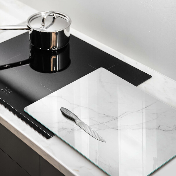 Üveg vágódeszka Finom fehér márvány