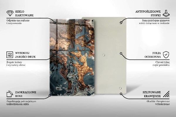 Üveg vágódeszka Dekoratív szikla arannyal