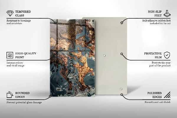 Üveg vágódeszka Dekoratív szikla arannyal