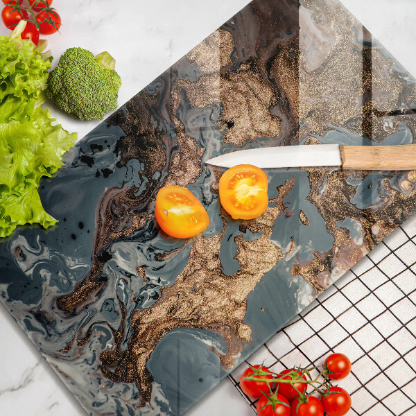 Üveg vágódeszka Dekoratív szikla arannyal