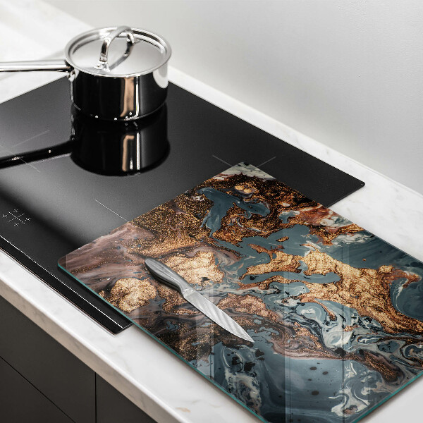 Üveg vágódeszka Dekoratív szikla arannyal