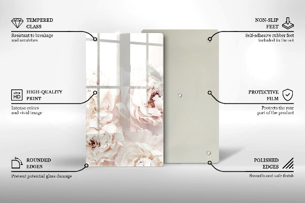 Üveg vágódeszka Pasztell bazsarózsa