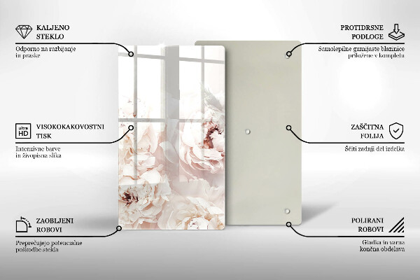 Üveg vágódeszka Pasztell bazsarózsa