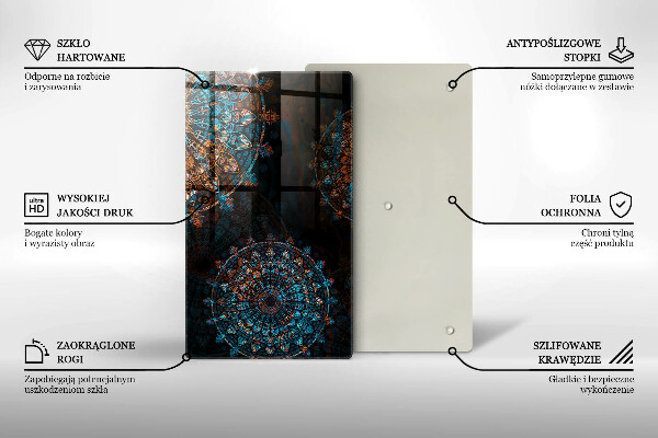 Üveg vágódeszka Boho vintage kerekek