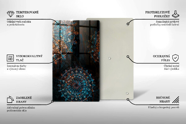 Üveg vágódeszka Boho vintage kerekek