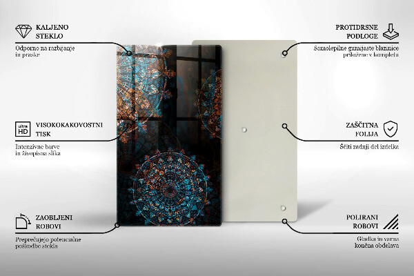 Üveg vágódeszka Boho vintage kerekek