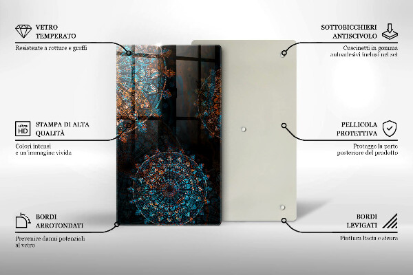 Üveg vágódeszka Boho vintage kerekek