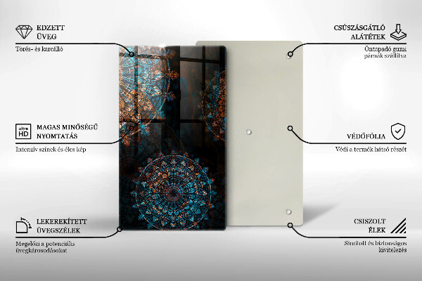 Üveg vágódeszka Boho vintage kerekek