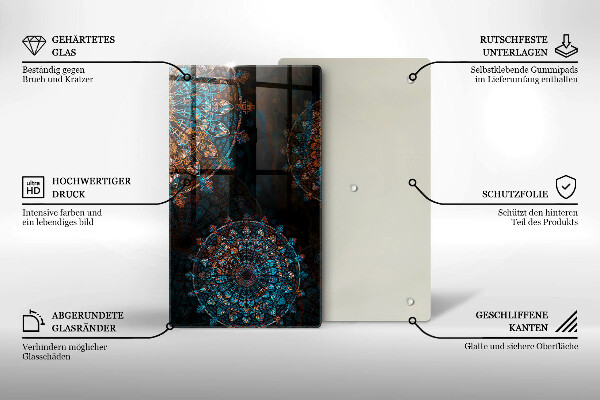 Üveg vágódeszka Boho vintage kerekek