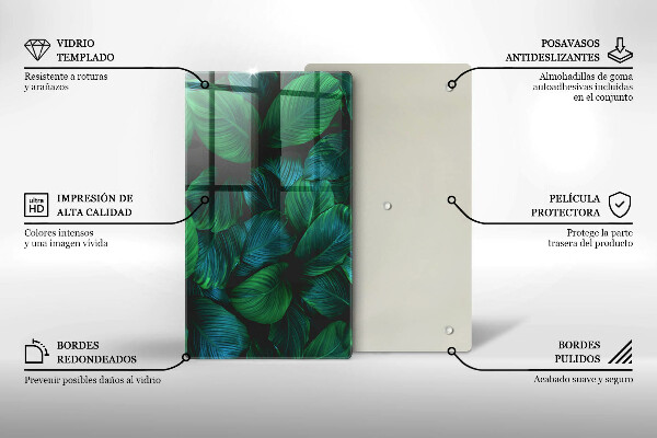 Üveg vágódeszka Dzsungel levelei