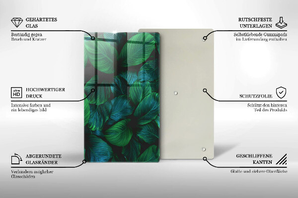 Üveg vágódeszka Dzsungel levelei