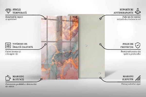 Üveg vágódeszka Márvány arannyal