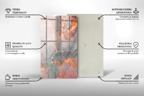 Üveg vágódeszka Márvány arannyal