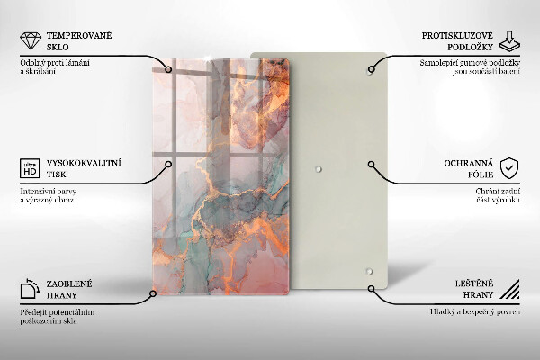 Üveg vágódeszka Márvány arannyal