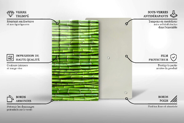 Üveg vágódeszka Természetes bambuszok