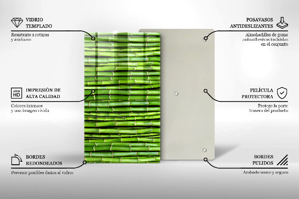 Üveg vágódeszka Természetes bambuszok