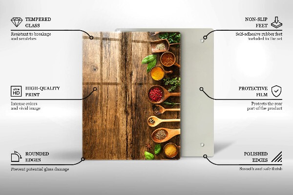 Üveg vágódeszka Fa táblák és levelek