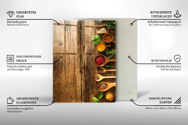 Üveg vágódeszka Fa táblák és levelek