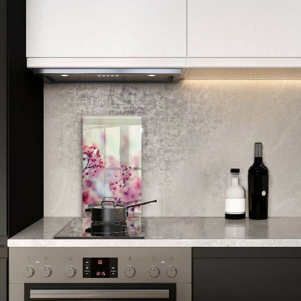 Üveg vágódeszka Tavaszi rózsaszín virágok