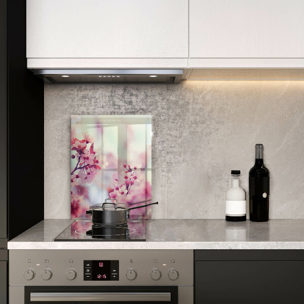 Üveg vágódeszka Tavaszi rózsaszín virágok