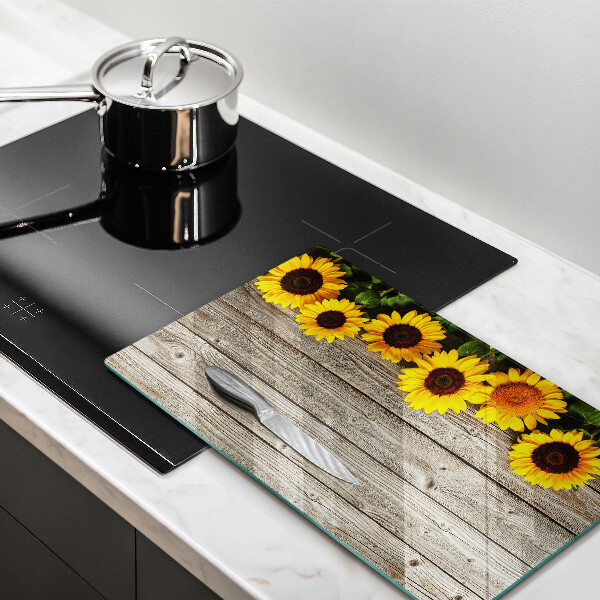 Üveg vágódeszka Napraforgó táblákon