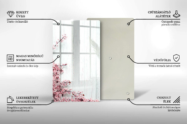 Üveg vágódeszka Virágok a táblákon