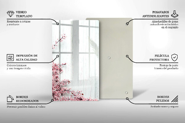 Üveg vágódeszka Virágok a táblákon