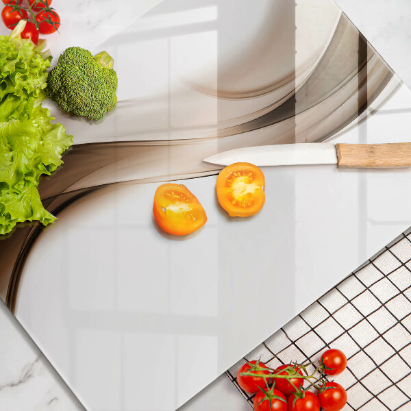 Üveg vágódeszka Absztrakt barna vonalak