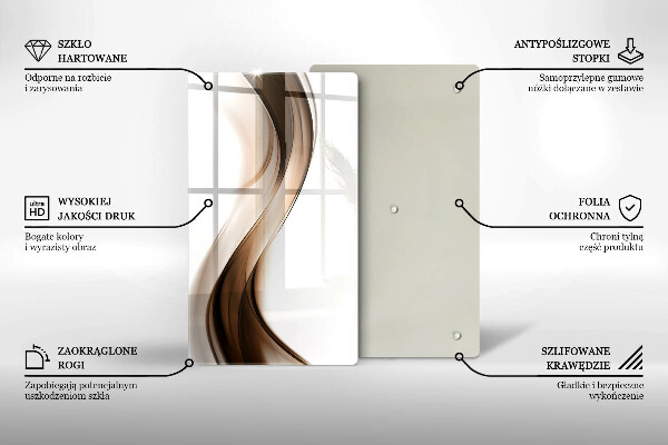 Üveg vágódeszka Absztrakt barna vonalak