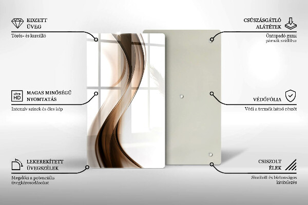 Üveg vágódeszka Absztrakt barna vonalak