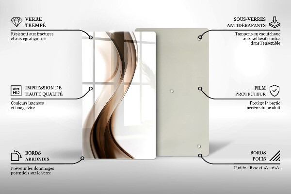 Üveg vágódeszka Absztrakt barna vonalak