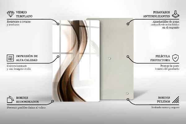 Üveg vágódeszka Absztrakt barna vonalak