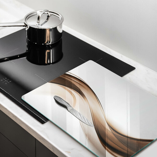 Üveg vágódeszka Absztrakt barna vonalak